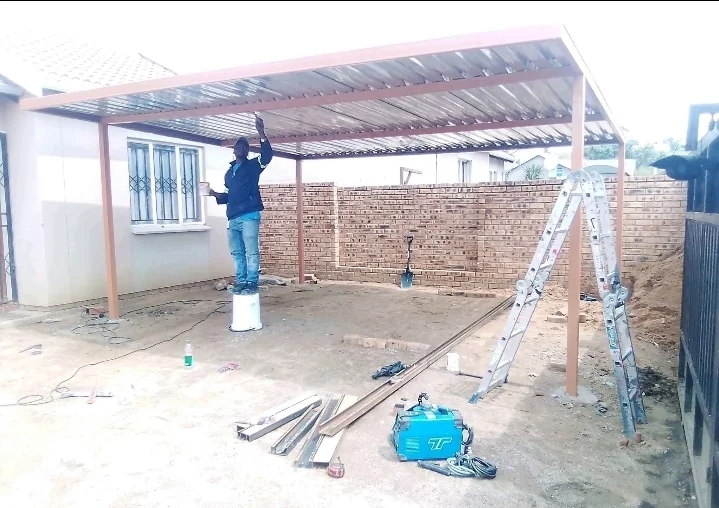 Steel frame being welded in the workshop